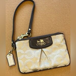 Coach Signature Madison Tan and Brown Wristlet